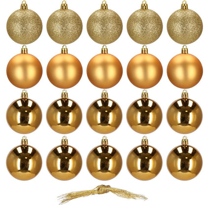 Set globuri de Craciun, 20 bucati, 3 modele, 4cm, auriu