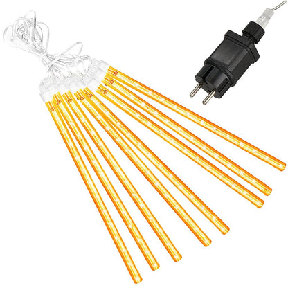 (DL) Instalatie de Craciun, 8 tuburi, 30cm, 144 LED, ploaie de meteoriti, galben