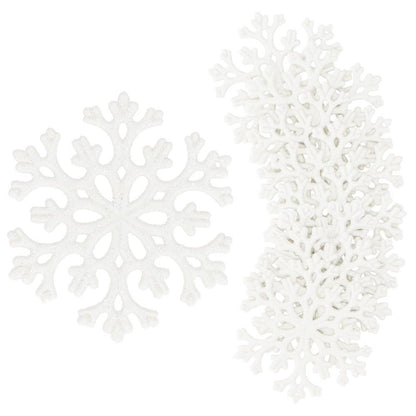 Decoratiune brad fulg de zapada, set 8 bucati, 8cm, alb