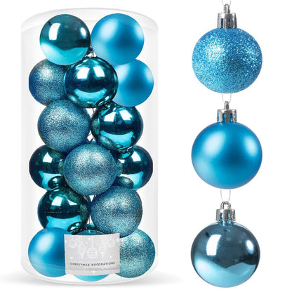 Set globuri de Craciun, 20 bucati, 3 modele, 4cm, albastru
