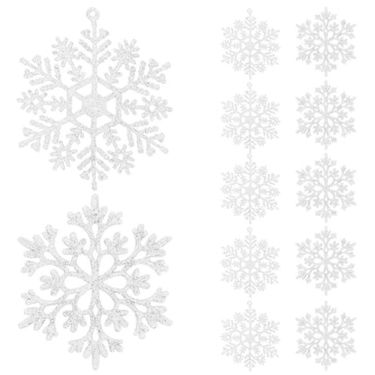 Decoratiune brad fulg de zapada, set 12 bucati, 9-10cm, alb