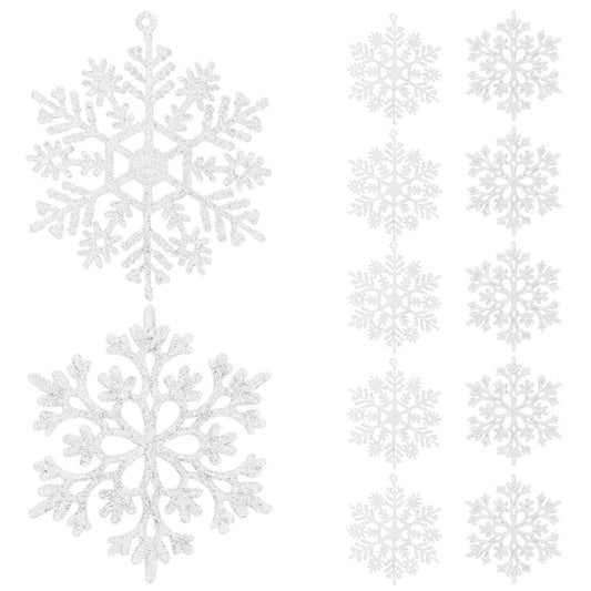 Decoratiune brad fulg de zapada, set 12 bucati, 9-10cm, alb
