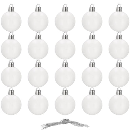 Set globuri de Craciun, 20 bucati, 3 modele, 4cm, alb