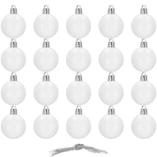 Set globuri de Craciun, 20 bucati, 3 modele, 4cm, alb