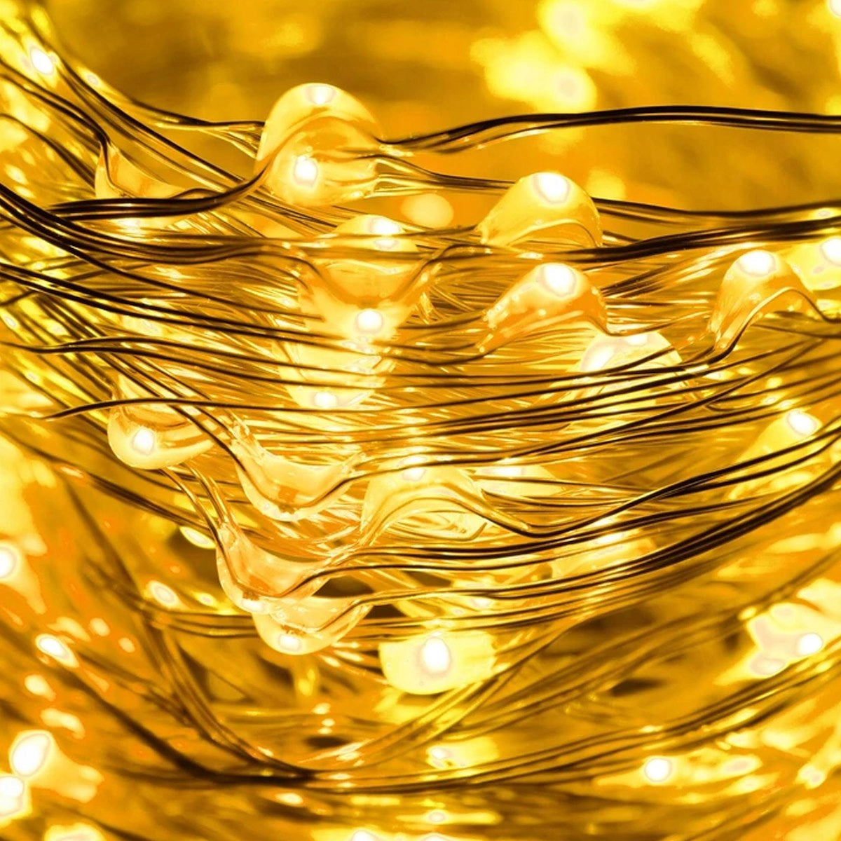 Instalatie lumina decorativa cu 300 LED-uri, 30m, pentru interior/exterior, iluminare galbena