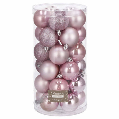 Set globuri de Craciun, 30 bucati, 5cm, roz