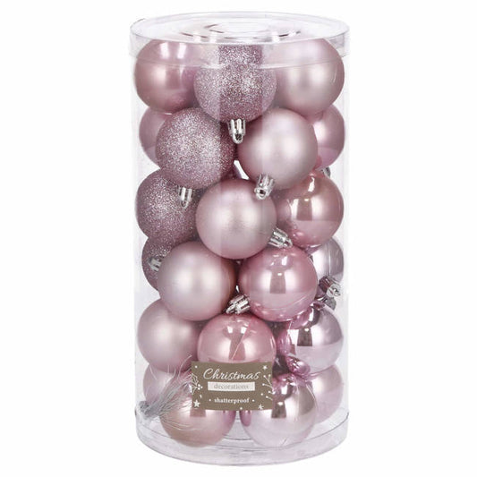 Set globuri de Craciun, 30 bucati, 5cm, roz