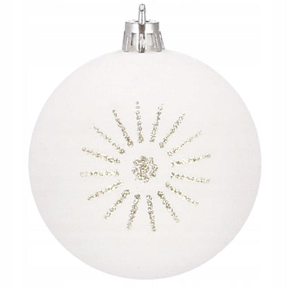 Set globuri de Craciun cu modele de sarbatori, 30 bucati, 5cm, alb auriu