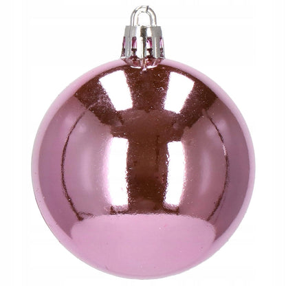 Set globuri de Craciun Inedit, 30 bucati, 6cm, transparente si roz
