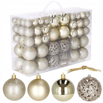 Set globuri de Craciun, 100 bucati, 3-6cm, auriu