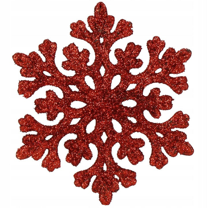 Decoratiune brad fulg de zapada, set 8 bucati, 8cm, rosu