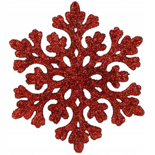 Decoratiune brad fulg de zapada, set 8 bucati, 8cm, rosu