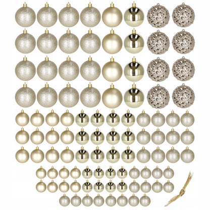 Set globuri de Craciun, 100 bucati, 3-6cm, auriu