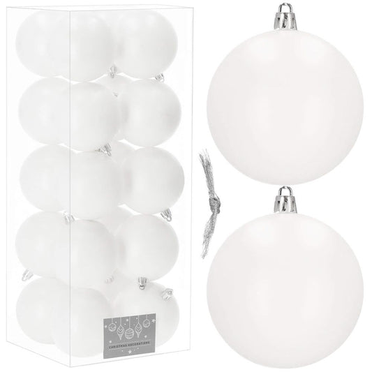 Set globuri de Craciun, 20 bucati, 8cm, alb mat