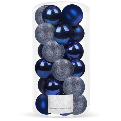 Set globuri de Craciun, 20 bucati, 3 modele, 4cm, albastru marin