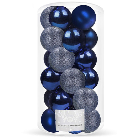 Set globuri de Craciun, 20 bucati, 3 modele, 4cm, albastru marin