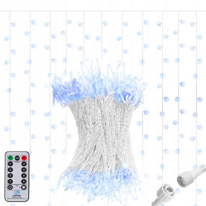 (DL) Ghirlanda luminoasa 300 LED-uri, 3m, pentru interior/exterior, telecomanda, iluminare albastra