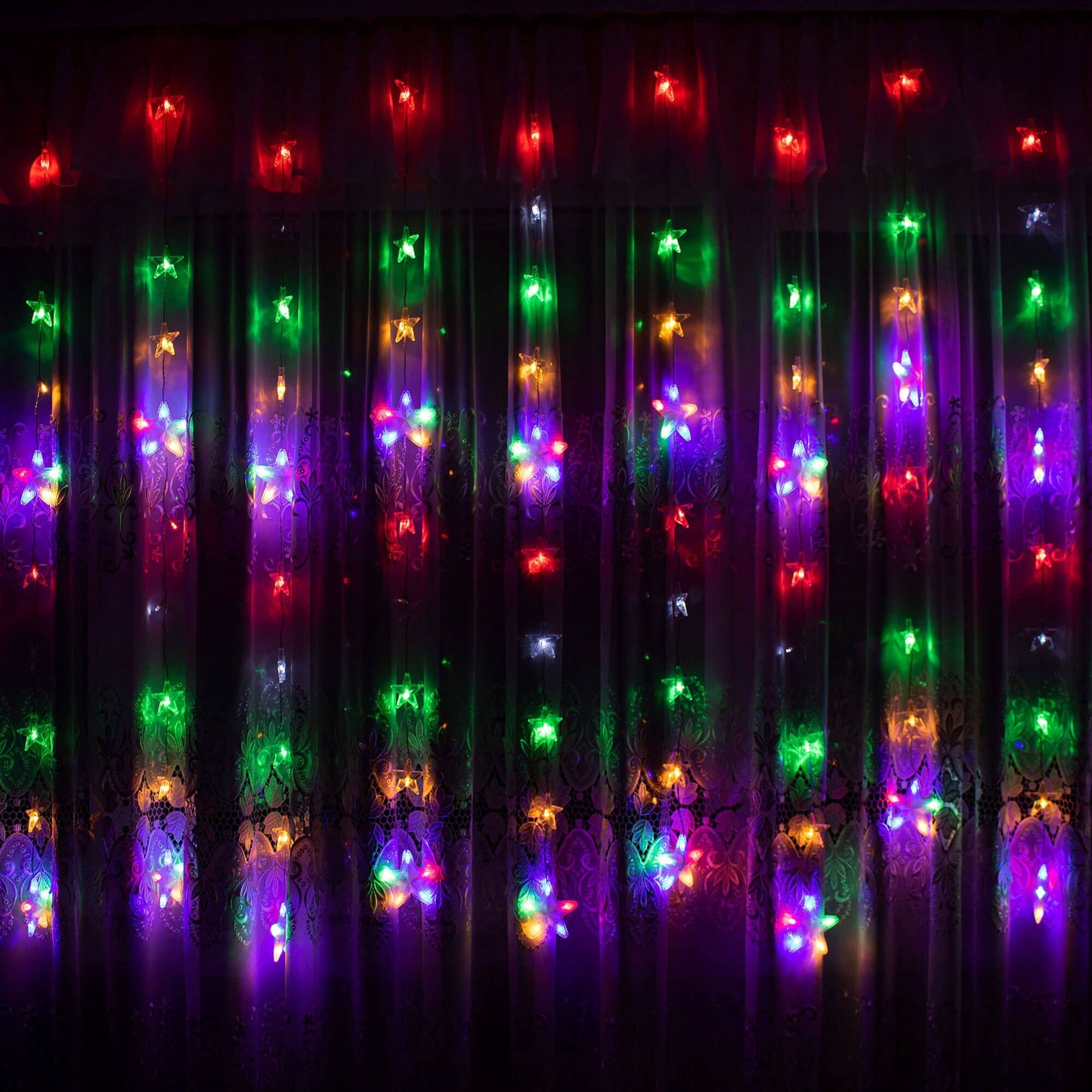 Instalatie lumina tip perdea cu 180 LED-uri, 2m, pentru interior/exterior, iluminare multicolor