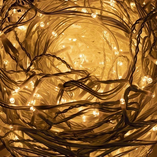 Ghirlanda luminoasa tip perdea 500 LED-uri, 20m, pentru interior/exterior, iluminare galbena