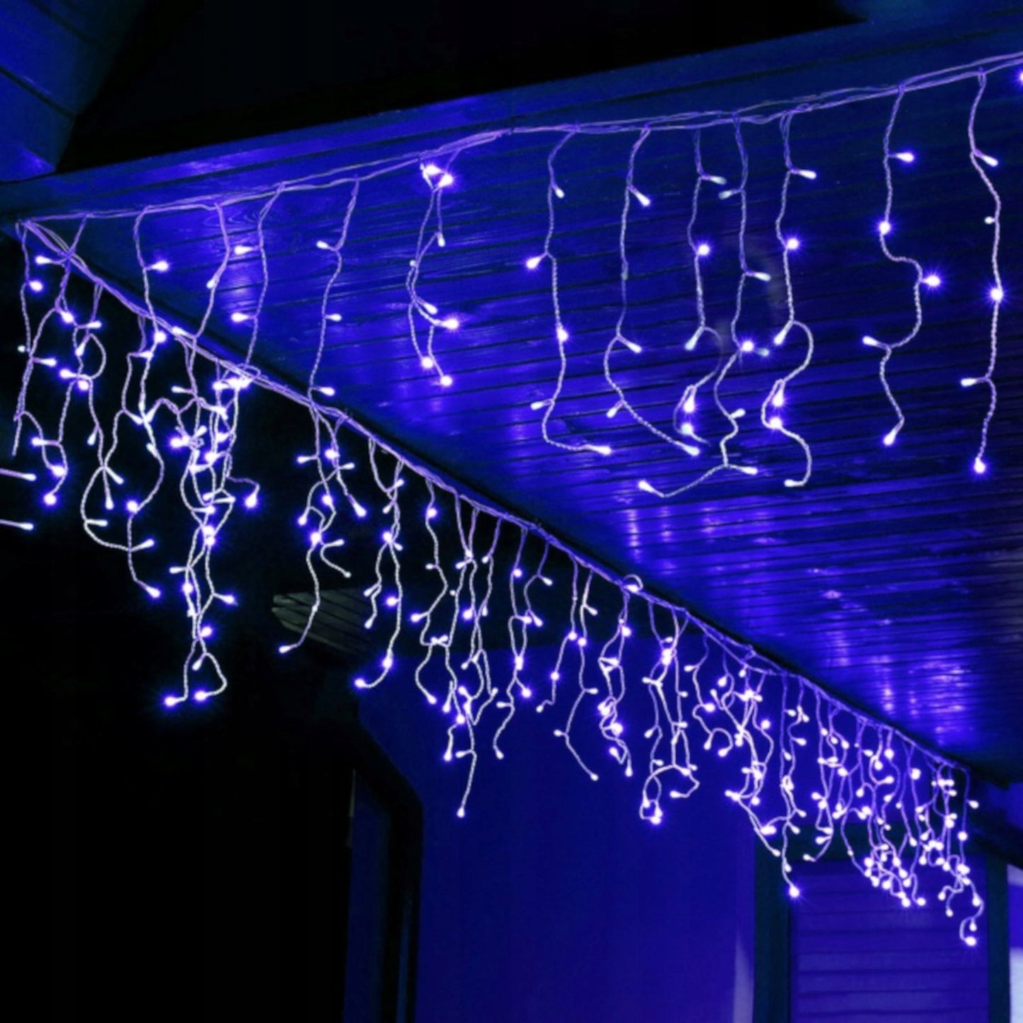 Ghirlanda luminoasa tip perdea 500 LED-uri, 20m, pentru interior/exterior, iluminare albastra