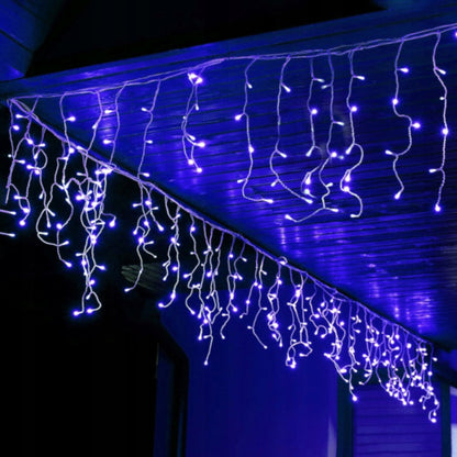 Ghirlanda luminoasa tip perdea 500 LED-uri, 20m, pentru interior/exterior, iluminare albastra, cu telecomanda