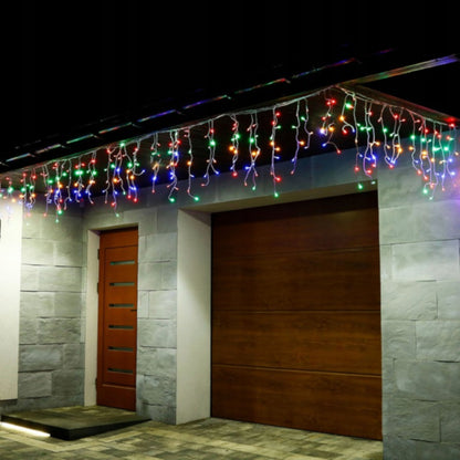 Ghirlanda luminoasa tip perdea 300 LED-uri, 12m, pentru interior/exterior, iluminare multicolora