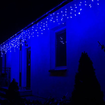Ghirlanda luminoasa tip perdea 300 LED-uri, 12m, pentru interior/exterior, iluminare albastra