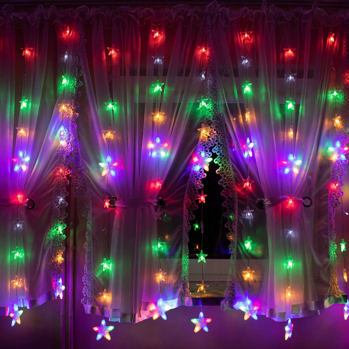 Instalatie lumina tip perdea cu 180 LED-uri, 2m, pentru interior/exterior, iluminare multicolor