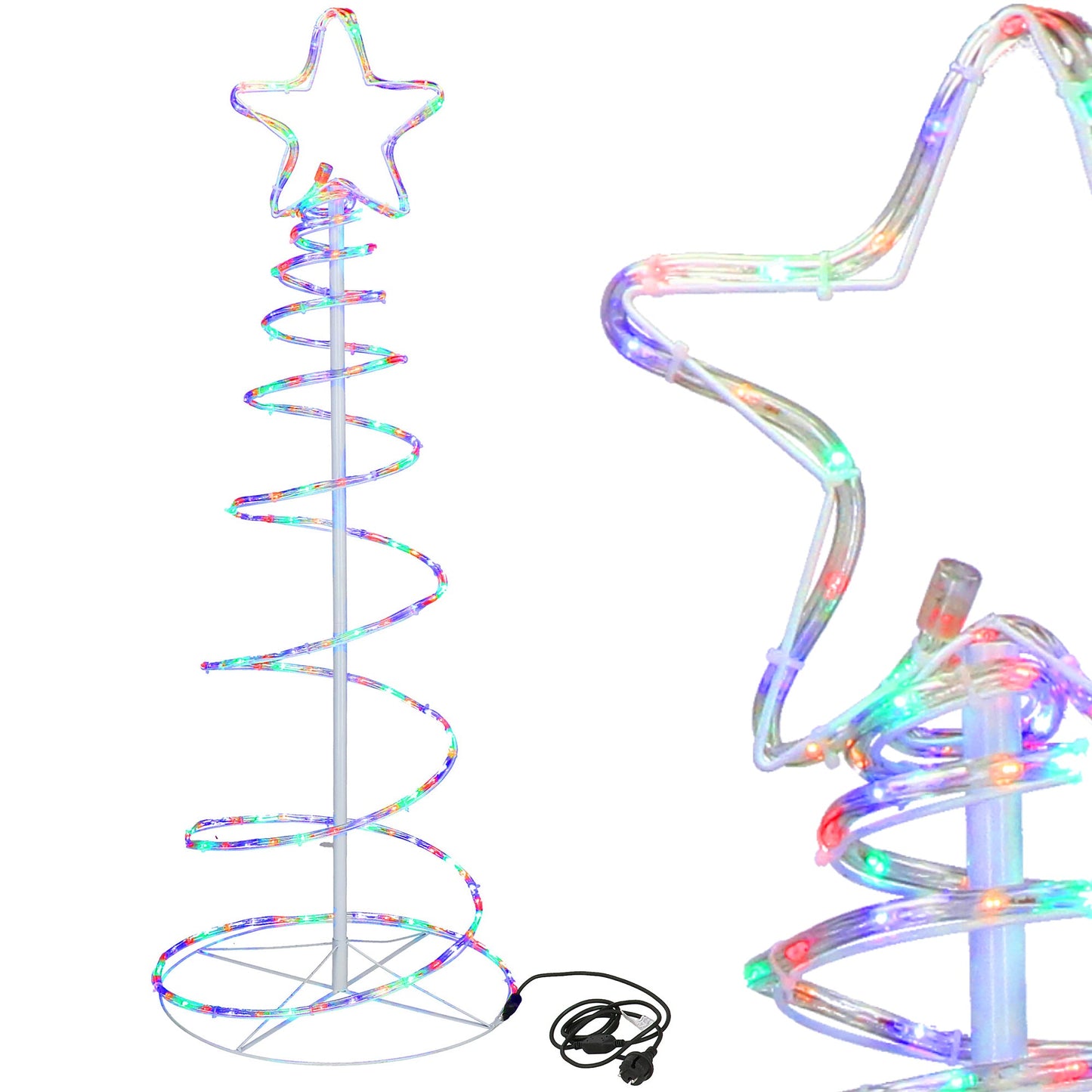 Instalatie lumini pentru Craciun, Brad stilizat, , 192 LED-uri, 124cm, multicolor