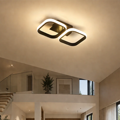 Lustra LED VERTEX GRID, 16W, 2 Patrate, lumina Rece/Calda/Neutra, Negru