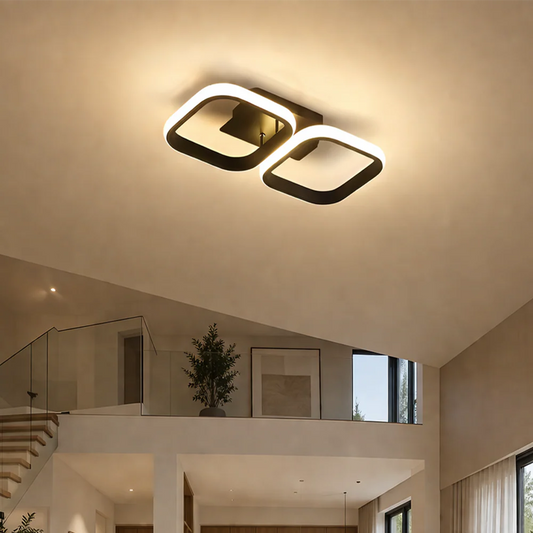 Lustra LED VERTEX GRID, 16W, 2 Patrate, lumina Rece/Calda/Neutra, Negru