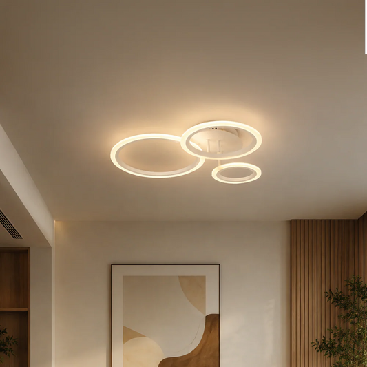 Lustra LED cu Telecomanda Betty 3 Cercuri Lumina Rece/Calda/Neutra 41W Dimabila Alb