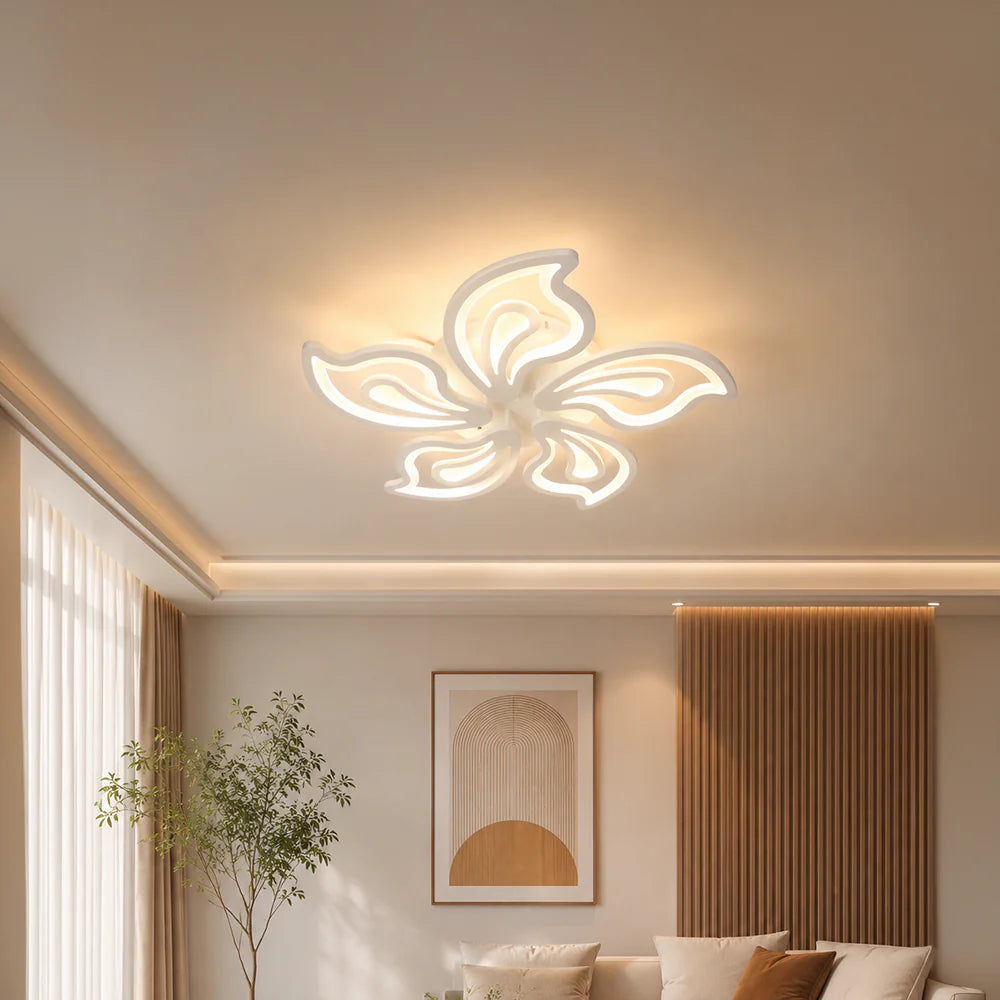 Lustra LED cu Telecomanda LILY 5 Elemente Lumina Rece/Calda/Neutra 66W Dimabila Alb