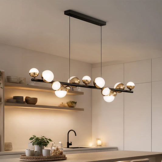 Lustra Suspendata LED Acril Aurion 29W cu Telecomanda, Dimabila, Negru Auriu, Metal si Acril