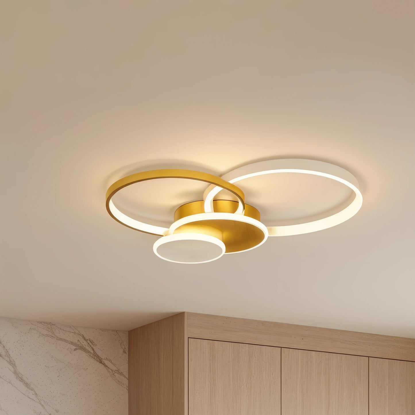Lustra LED cu Telecomanda Killian 120W Dimabila Alb Auriu