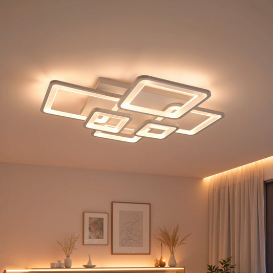 Lustra LED Mira cu Telecomanda, 114W, Dimabila, Alb