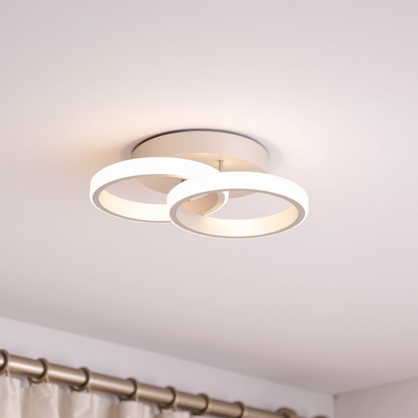 Lustra LED VERTEX Circula Cercuri Suprapuse, 44W, 2 Cercuri, Lumina Rece/Calda/Neutra, Alb