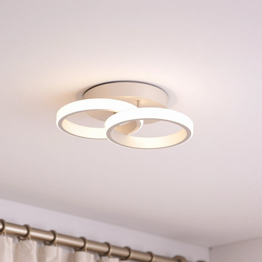Lustra LED VERTEX Circula Cercuri Suprapuse, 44W, 2 Cercuri, Lumina Rece/Calda/Neutra, Alb