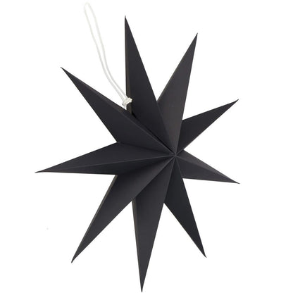 Stea decorativa 3D din hartie, cu 9 colturi, 60cm, neagra