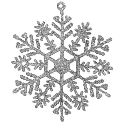Decoratiune brad fulg de zapada, set 12 bucati, 10cm, argintiu