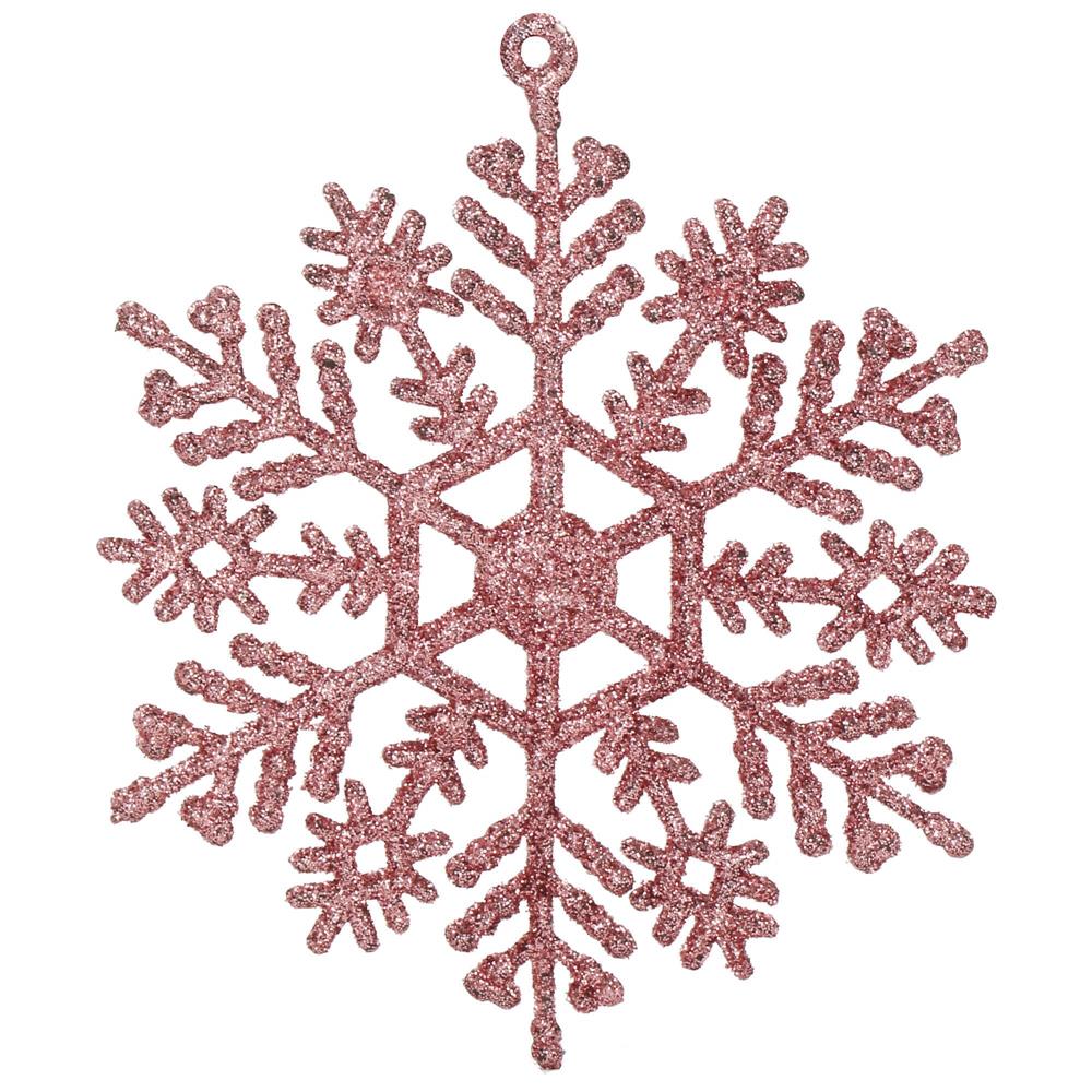 Decoratiune brad fulg de zapada, set 12 bucati, 10cm, roz