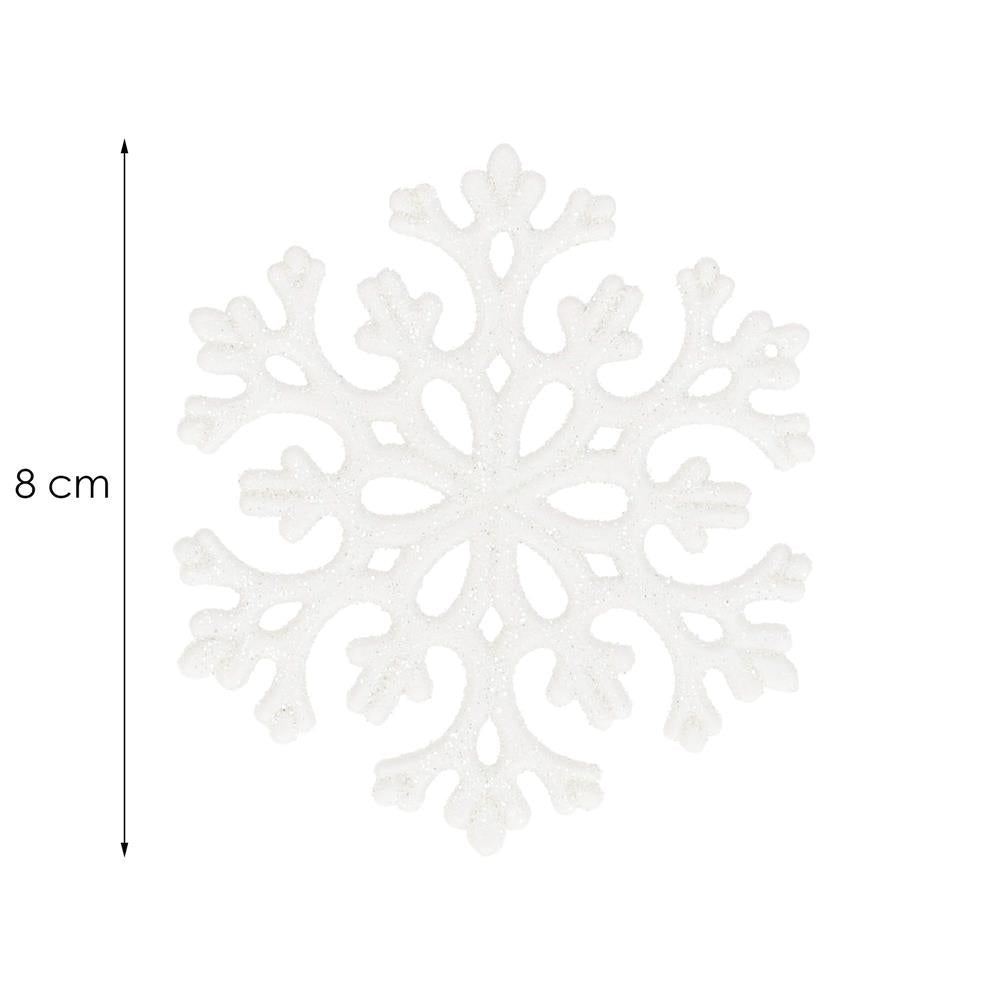 Decoratiune brad fulg de zapada, set 8 bucati, 8cm, alb