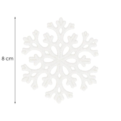 Decoratiune brad fulg de zapada, set 8 bucati, 8cm, alb