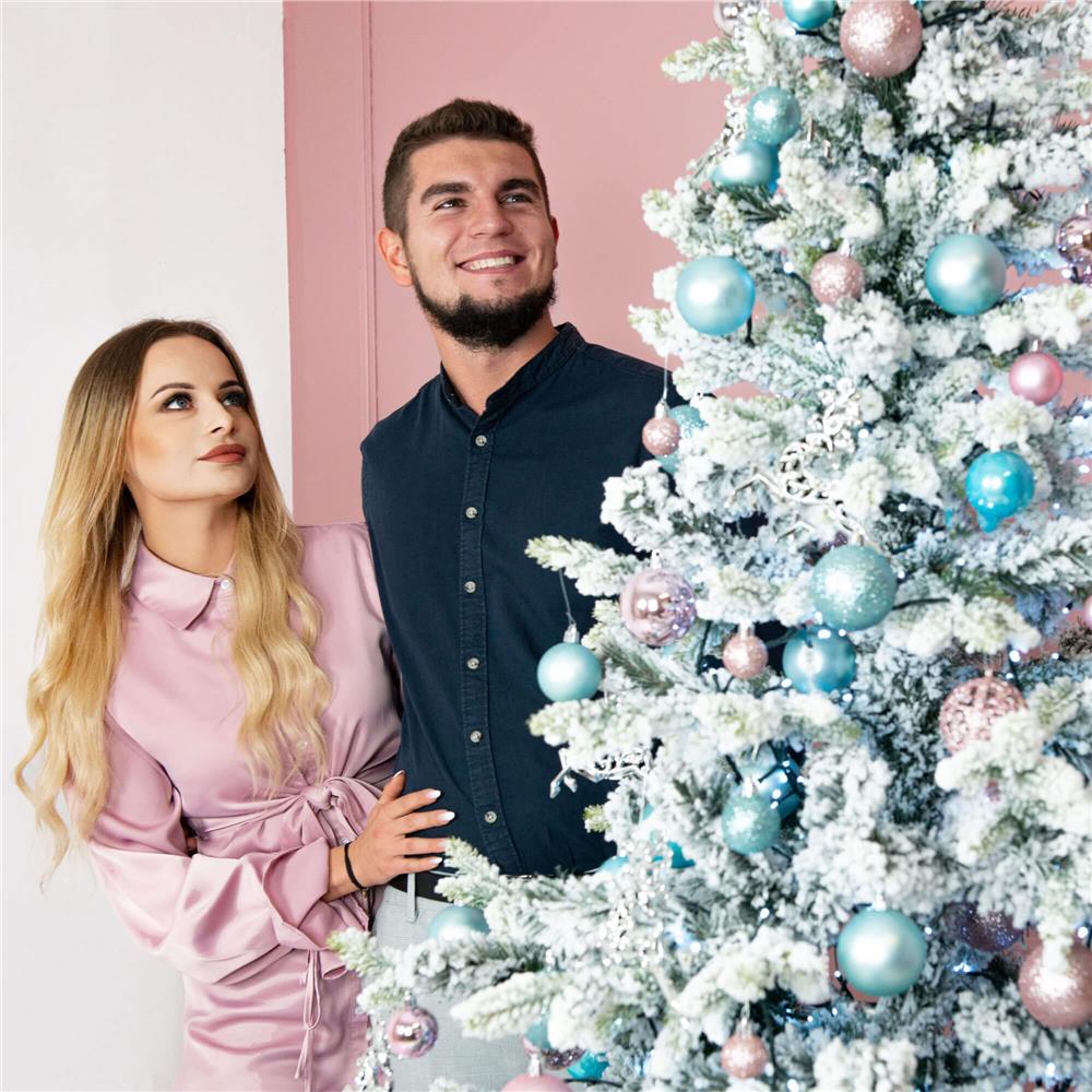 Set globuri de Craciun, 30 bucati, 3 modele, 3cm, roz