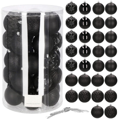 Set globuri de Craciun, 30 bucati, 8cm, 6 modele, negru