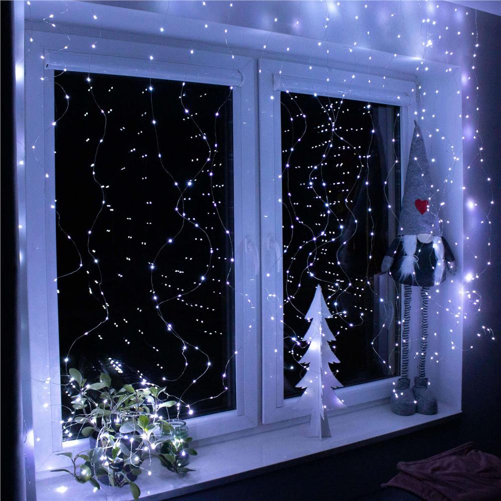 Ghirlanda luminoasa tip perdea 200 LED-uri, 2x2m, pentru interior, alimentare USB, alb