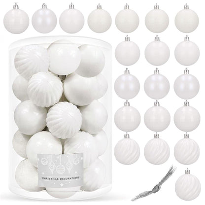 Set globuri de Craciun, 20 bucati, 5 modele, 6cm, alb