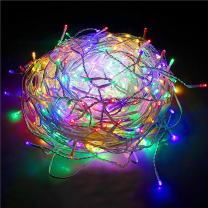 Ghirlanda luminoasa tip perdea cu flash 500 LED-uri, 20m, pentru interior/exterior, iluminare multicolora