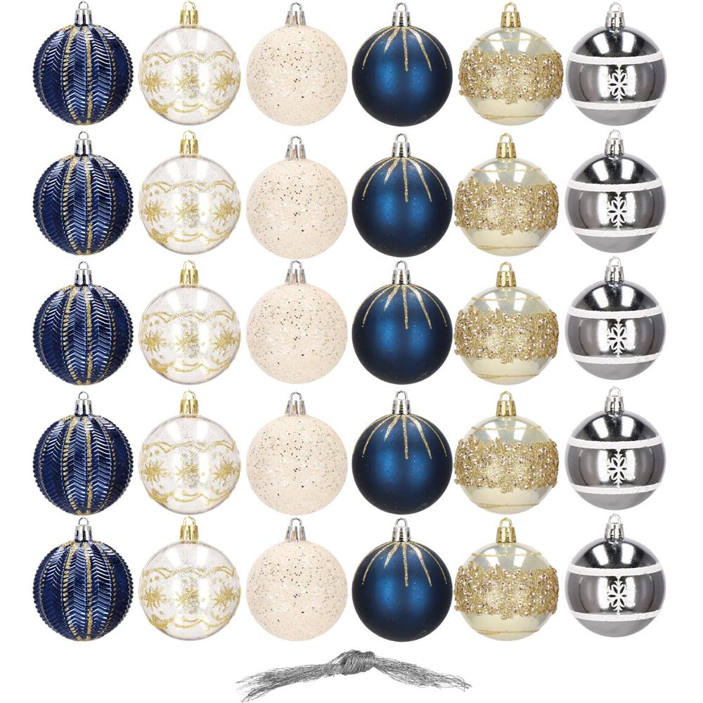 Set globuri de Craciun cu modele de sarbatori, 30 bucati, 6cm, multicolor