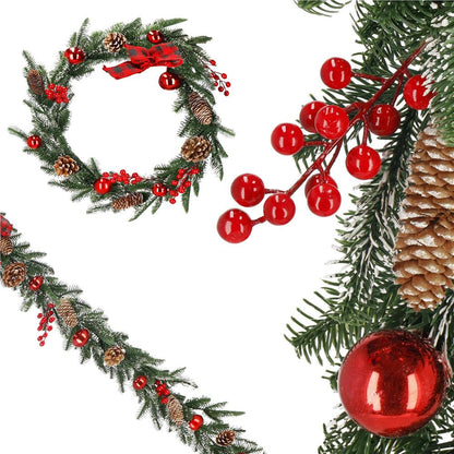 Ghirlanda artificiala decorativa de Craciun, aspect inzapezit, 150 cm, ace 3D, verde